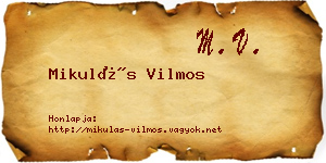 Mikulás Vilmos névjegykártya